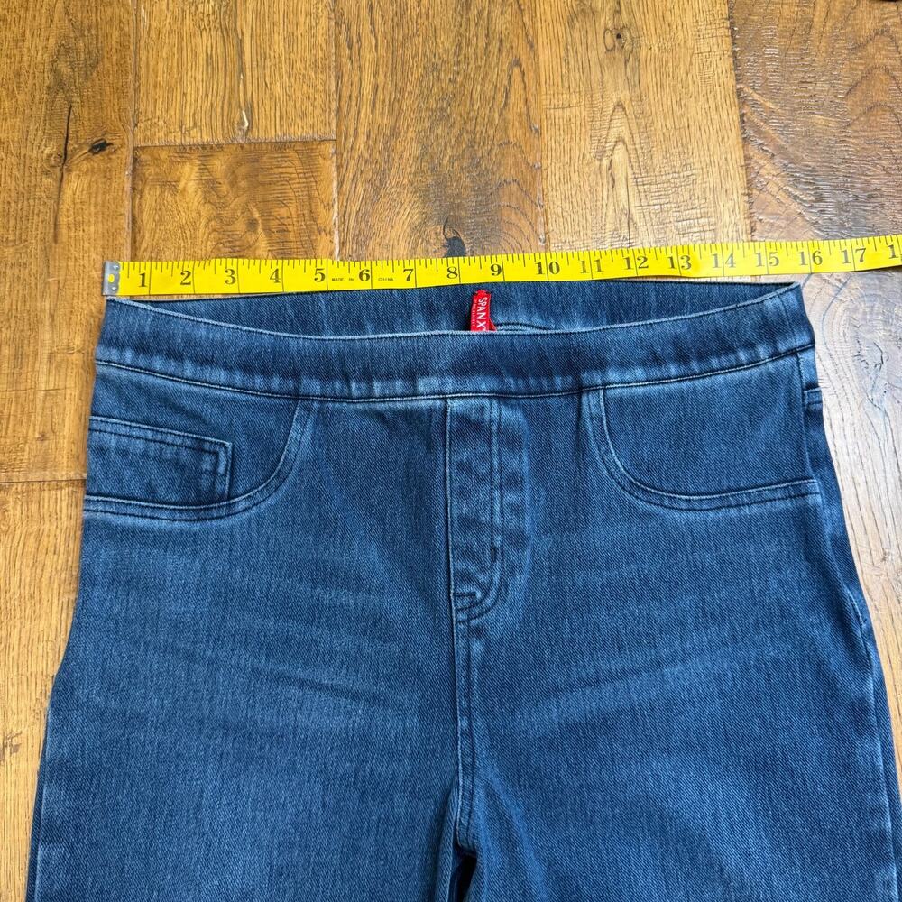 SPANX Dark Wash Pull On Slim High Rise Skinny Ankle Jegging Jeans Women's Large - Picture 3 of 7